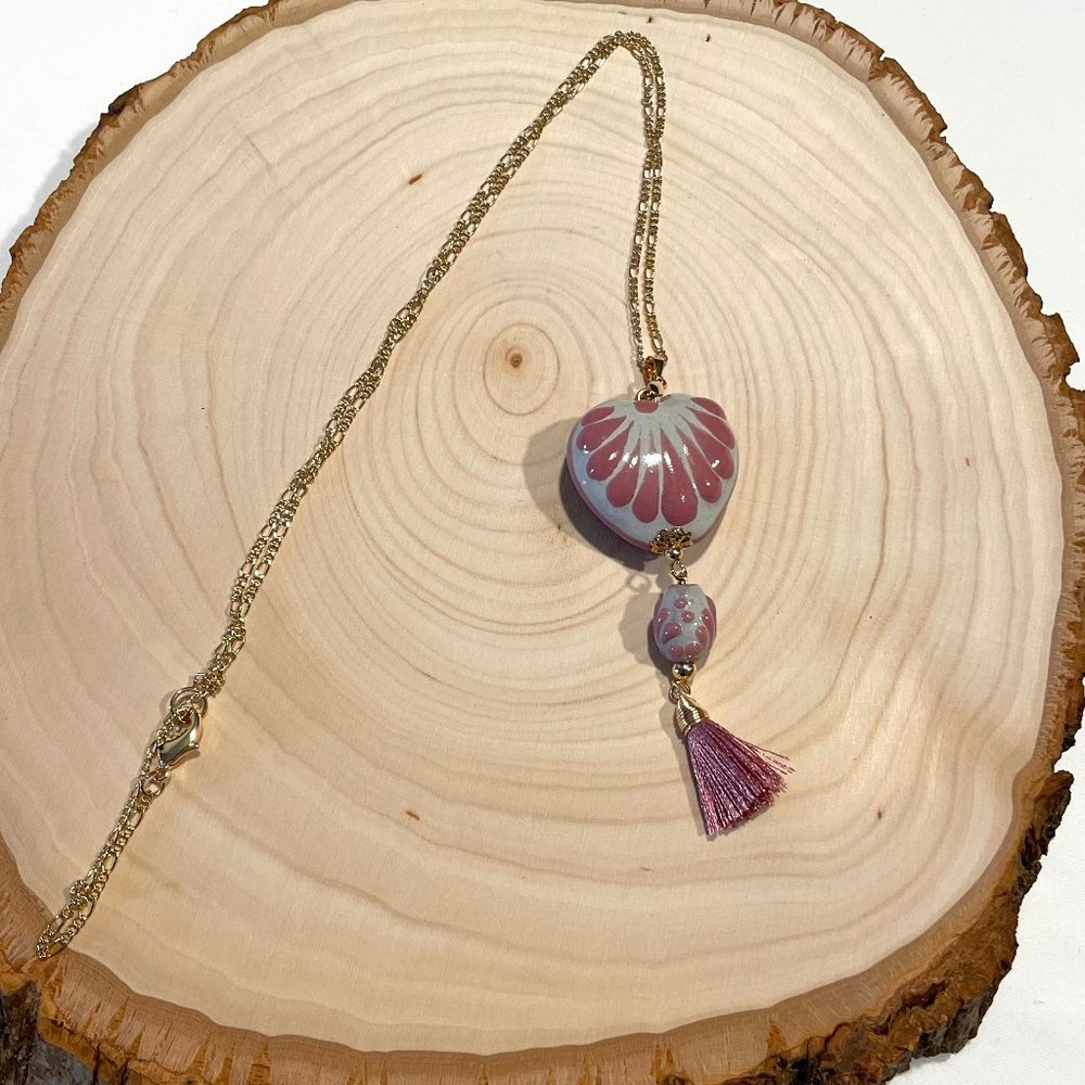 DaVella Collections Bonita Necklace Heart Talavera Tassel Mexican‎ Artesanal